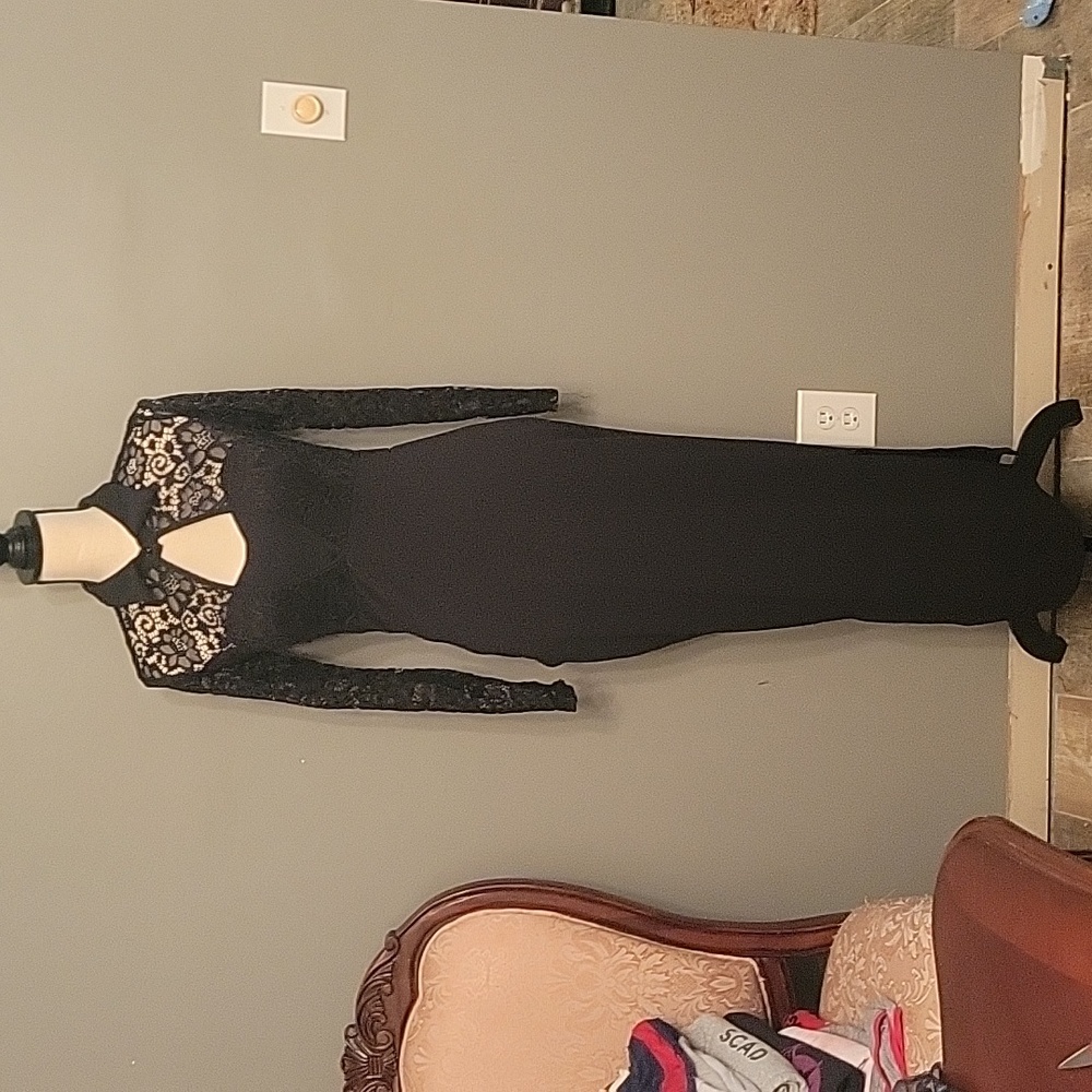 Womens Black Lace Keyhole Bodycon Midi Small Stylewe Dress. NWT - Picture 3 of 12